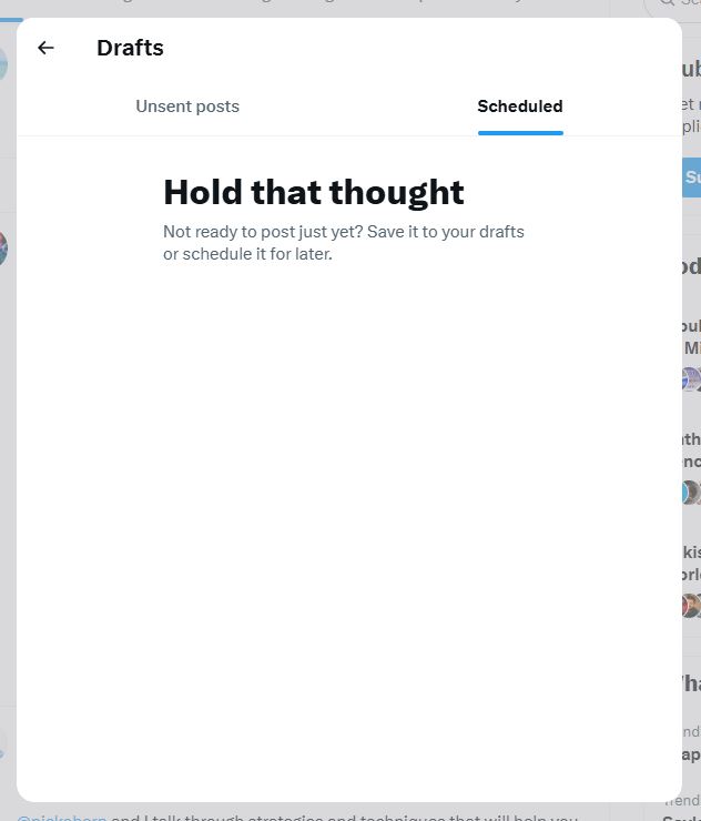 Drafts page showing Unsent Posts and Scheduled tabs with Edit button