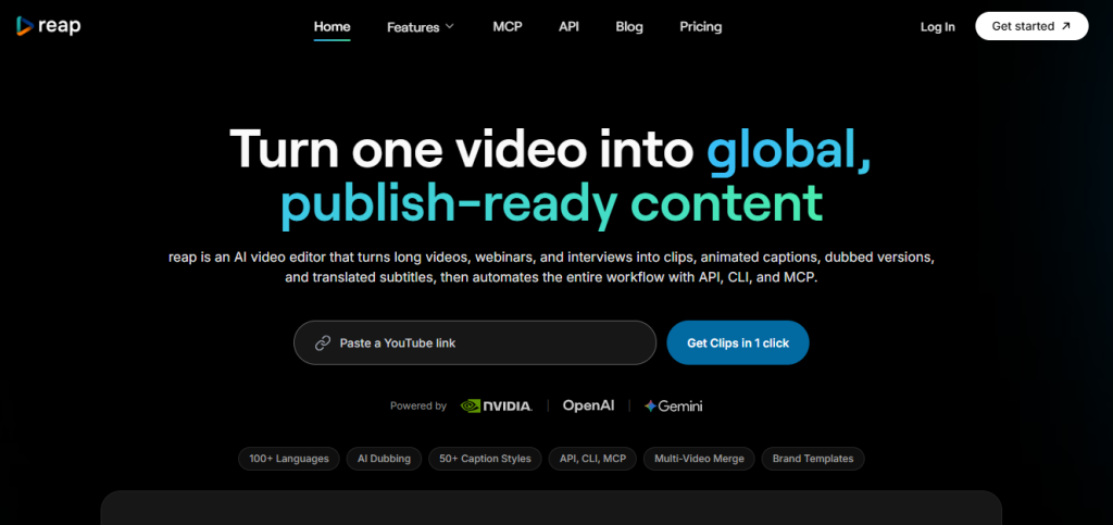 Turning long videos into social media reel with Reap.video