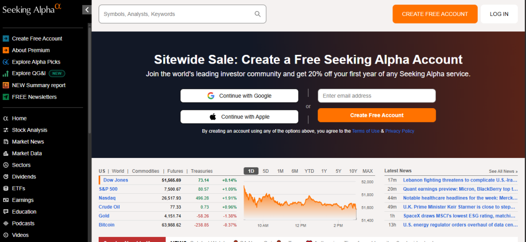 Seeking Alpha - in-depth equity analysis platform