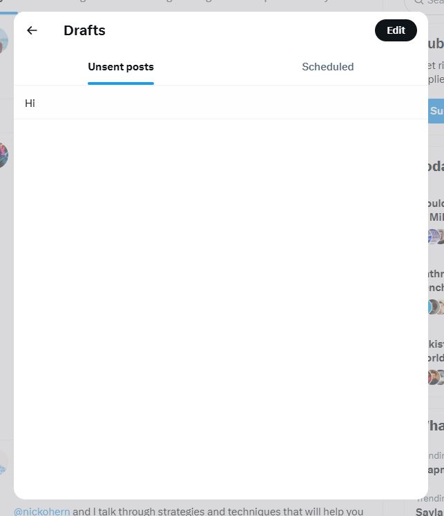 Where draft and unseen show in X on windows