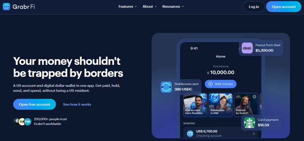 GrabrFi - Best for USD Banking Access for Non-US Residents