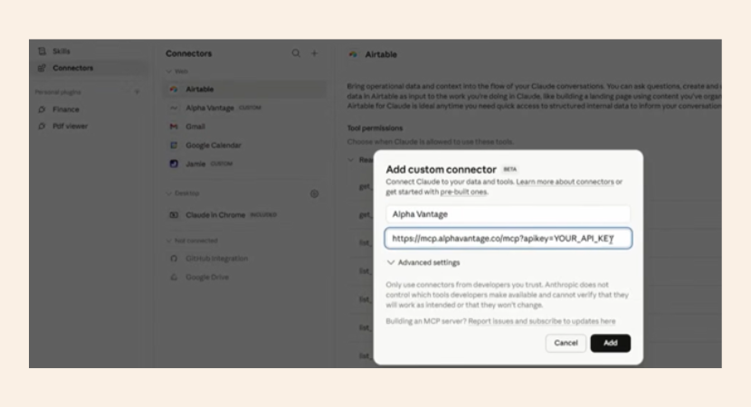how to install alpha vantage in claude