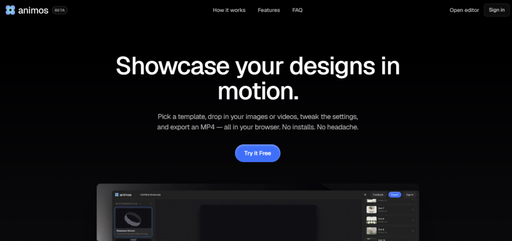 Animos app - Browser-Based Motion Templates