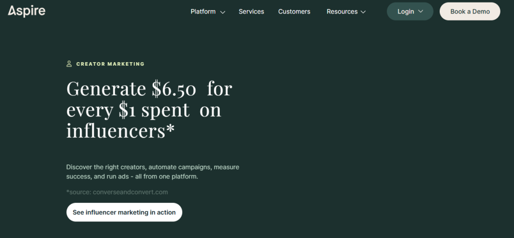 Aspire - established creator marketing platforms