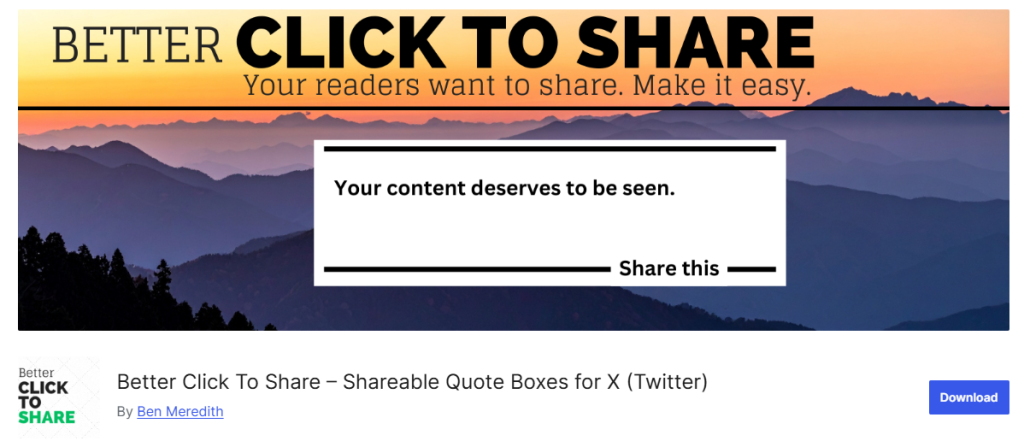 Better Click To Share – Shareable Quote Boxes for X (Twitter)