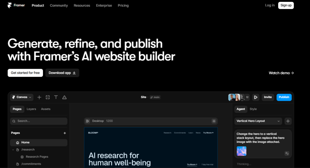 Framer AI - Best tool for building better websites
