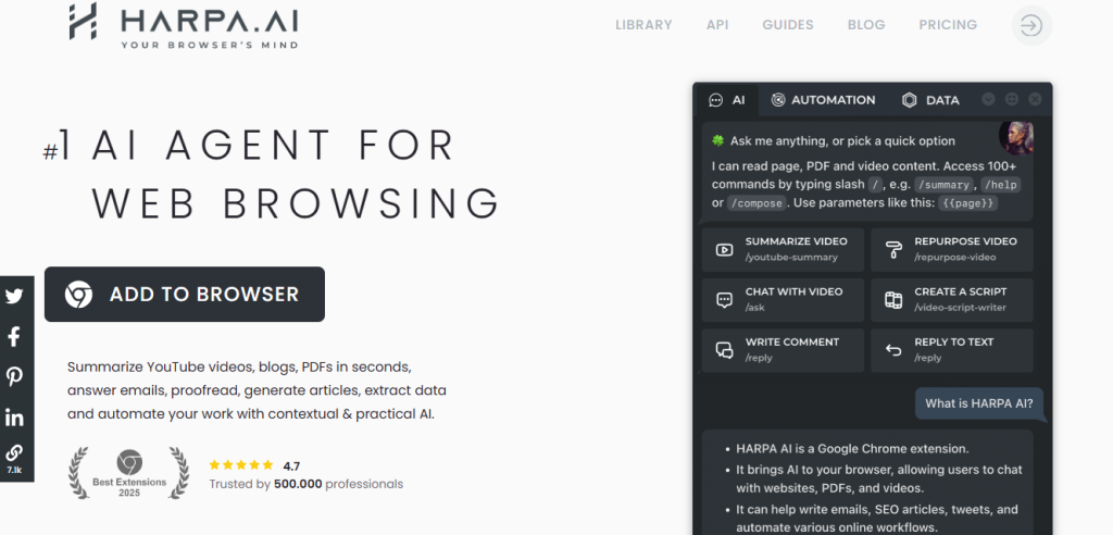 HARPA AI - AI automation for Chrome browser extension