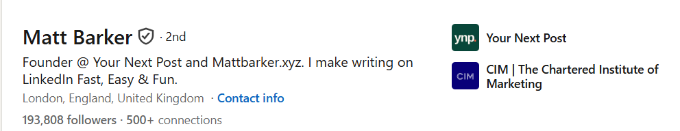 LinkedIn bio framework