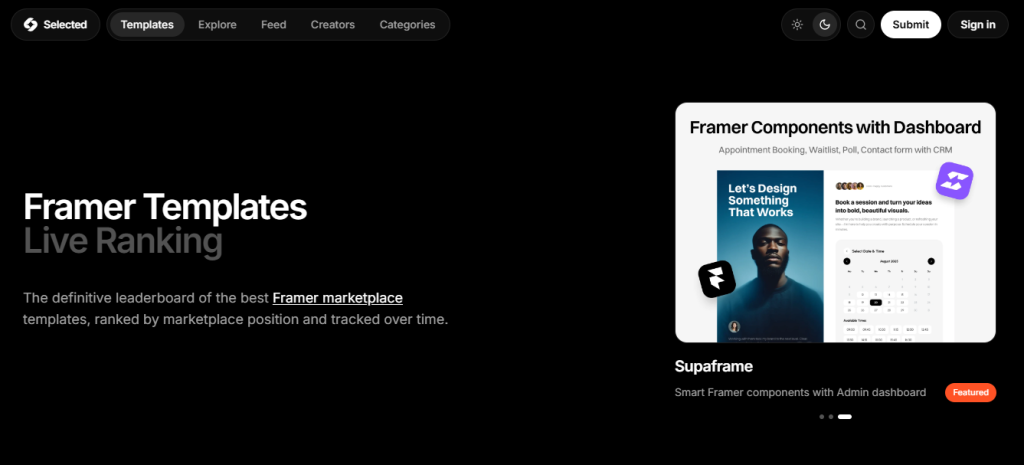 Selected - Framer Template Directory