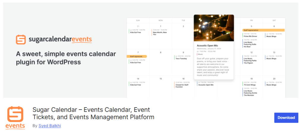 Sugar Calendar - WordPress Events Calendar & Bookings Plugin