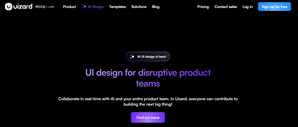 Uizard- UI design generator tool for apps, websites, and desktop software in minutes