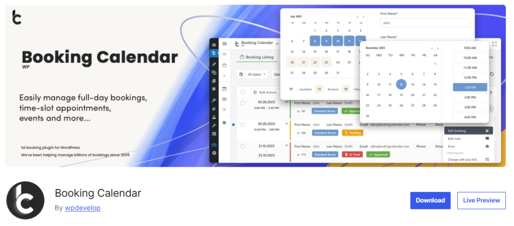 WP Booking Calendar - top event Calendar Plugin