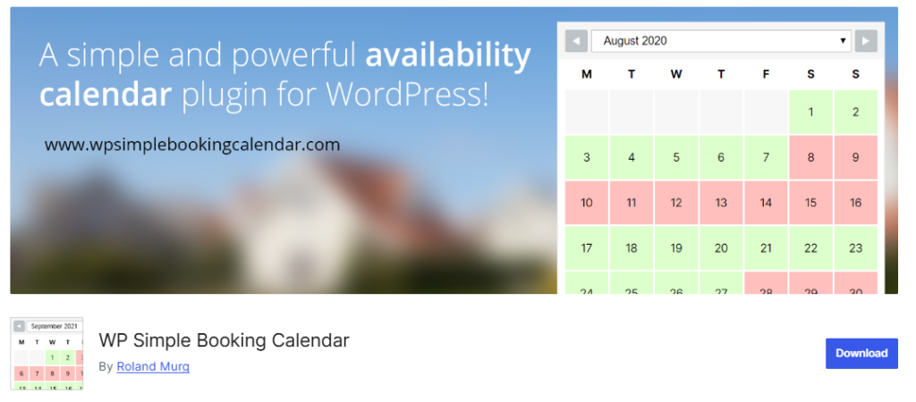 WP Simple Booking Calendar - Best for Day-Based Availability