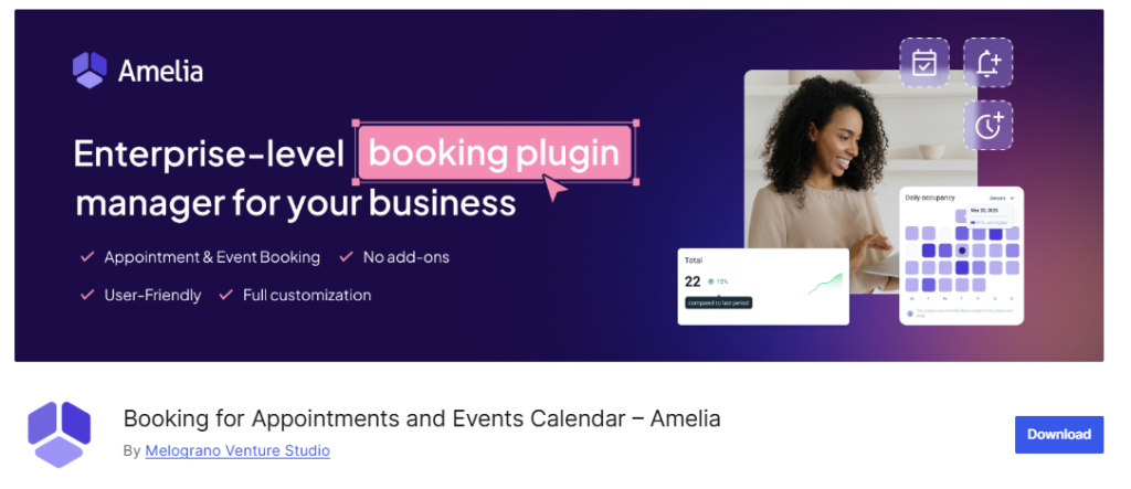 WPAmelia - powerful WordPress booking plugin