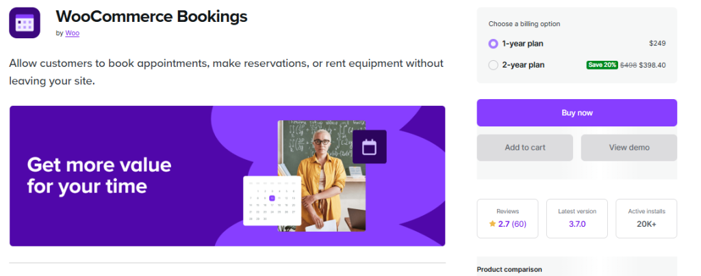 WooCommerce Bookings - Bookings & Reservations WordPress Plugin