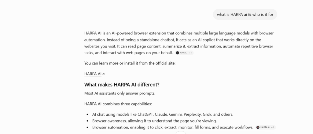 what chatgpt says about HARPA AI