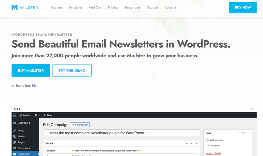 Mailster - easy to use Email Newsletter Plugin for WordPress