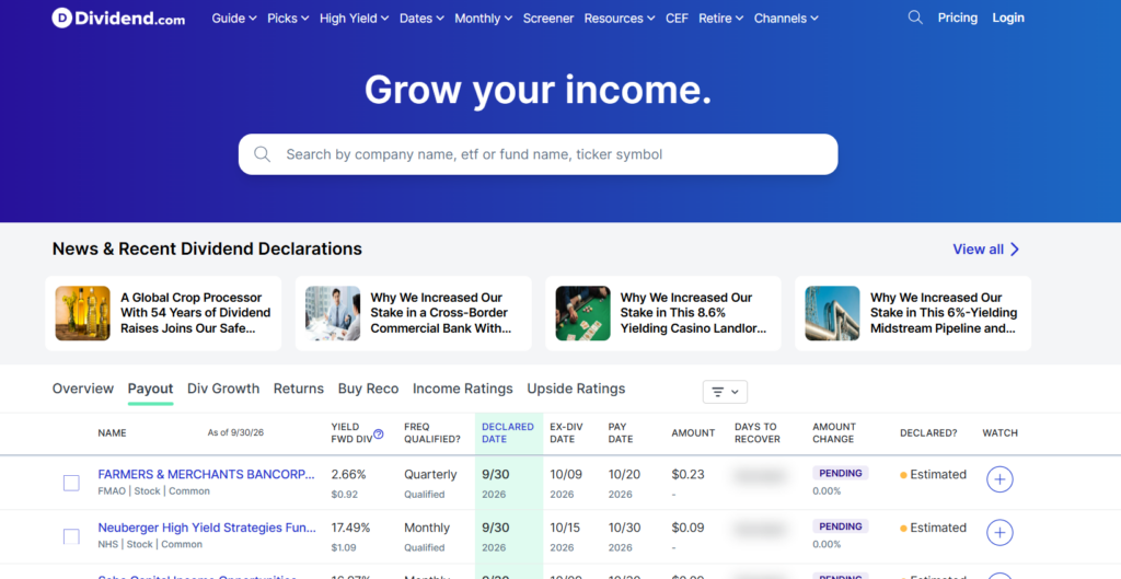 dividend-first data tool